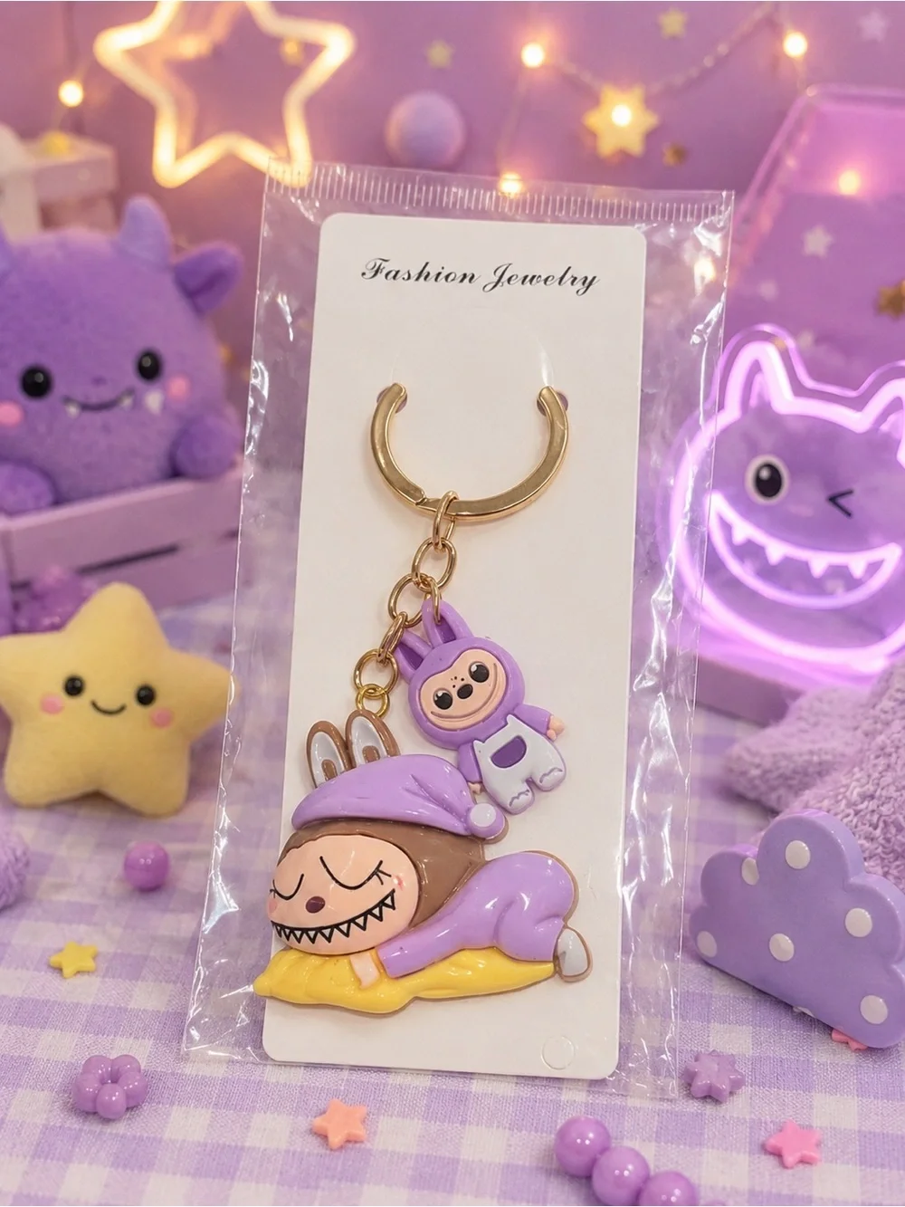 Purple and Yellow Monsters Keychain